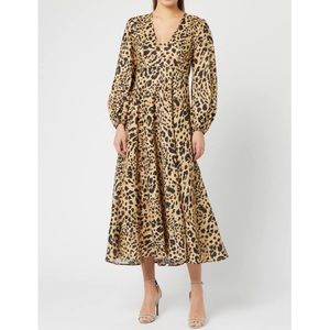 Zimmermann Veneto Plunge Leopard Dress